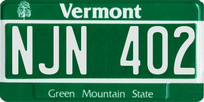 VT license plate NJN402