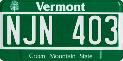 VT license plate NJN403