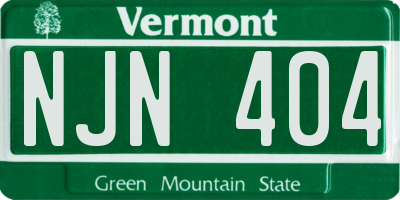 VT license plate NJN404