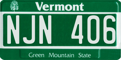VT license plate NJN406