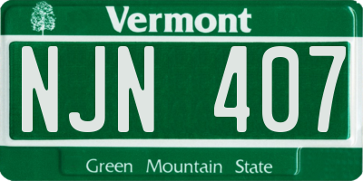 VT license plate NJN407