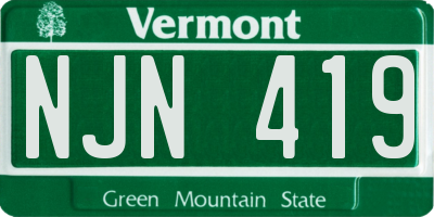 VT license plate NJN419