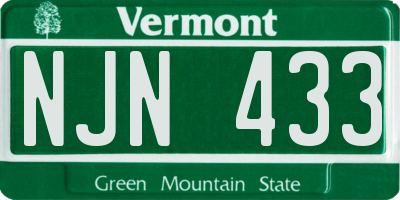VT license plate NJN433