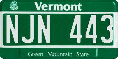 VT license plate NJN443