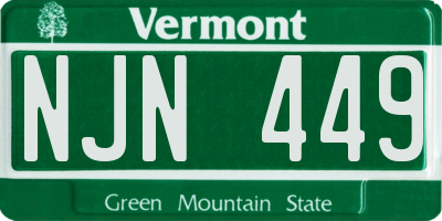 VT license plate NJN449