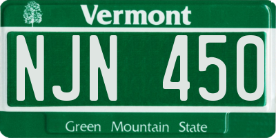VT license plate NJN450