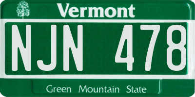 VT license plate NJN478