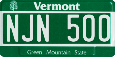 VT license plate NJN500