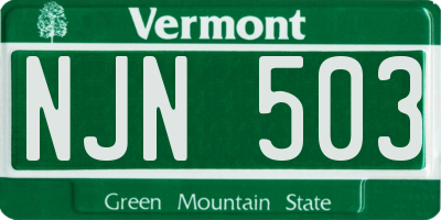 VT license plate NJN503