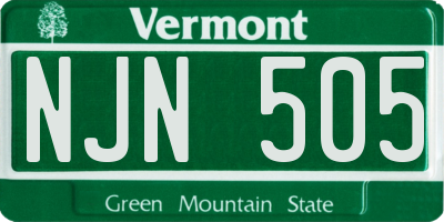 VT license plate NJN505