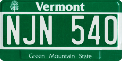 VT license plate NJN540
