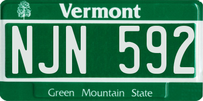 VT license plate NJN592
