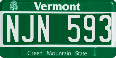 VT license plate NJN593