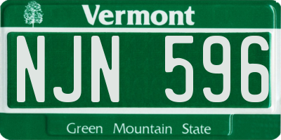VT license plate NJN596