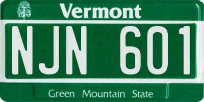 VT license plate NJN601
