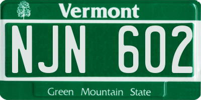VT license plate NJN602