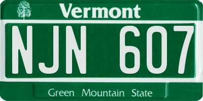 VT license plate NJN607