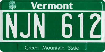 VT license plate NJN612