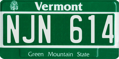 VT license plate NJN614
