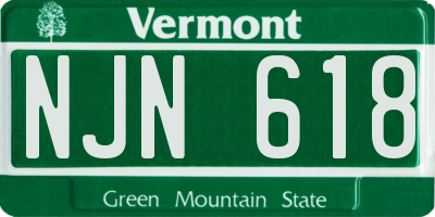 VT license plate NJN618
