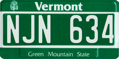 VT license plate NJN634