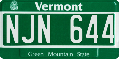 VT license plate NJN644