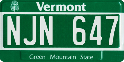 VT license plate NJN647