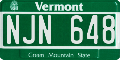 VT license plate NJN648