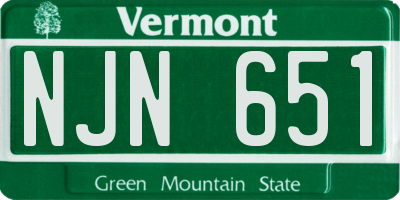 VT license plate NJN651