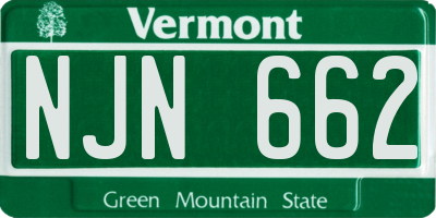 VT license plate NJN662