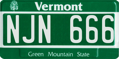 VT license plate NJN666