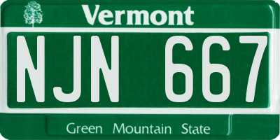 VT license plate NJN667