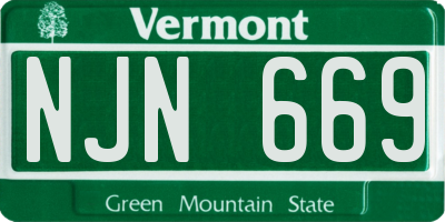 VT license plate NJN669