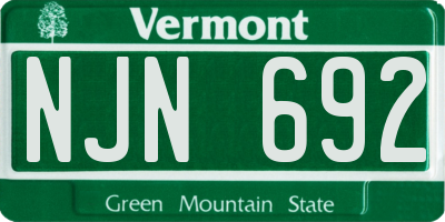 VT license plate NJN692