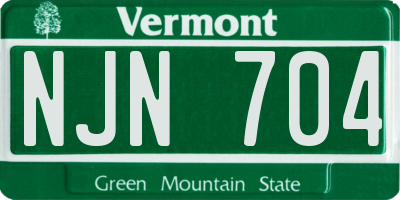 VT license plate NJN704