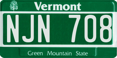 VT license plate NJN708