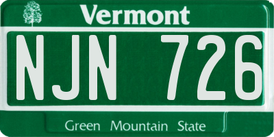 VT license plate NJN726