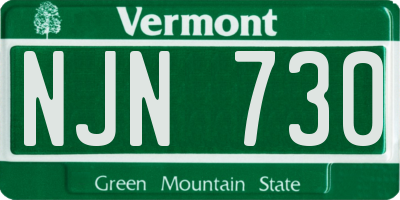 VT license plate NJN730