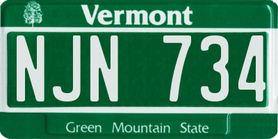 VT license plate NJN734