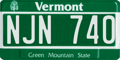 VT license plate NJN740