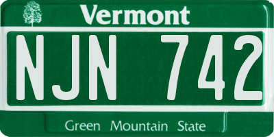 VT license plate NJN742