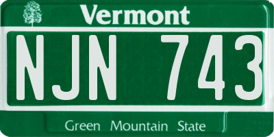 VT license plate NJN743