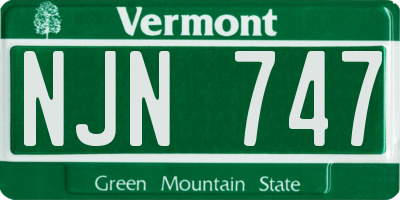 VT license plate NJN747