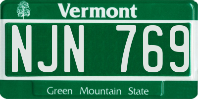 VT license plate NJN769