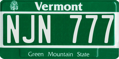 VT license plate NJN777