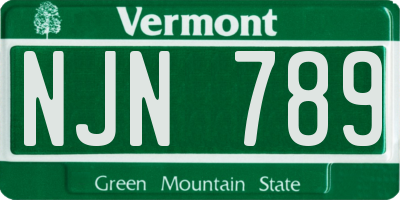 VT license plate NJN789