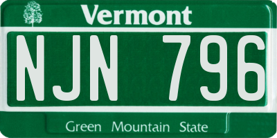 VT license plate NJN796