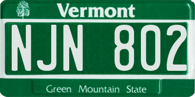 VT license plate NJN802