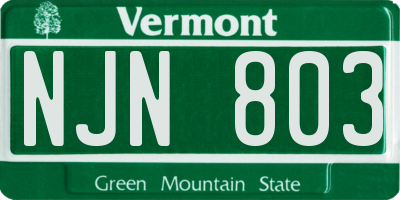 VT license plate NJN803