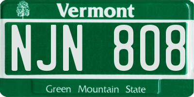 VT license plate NJN808